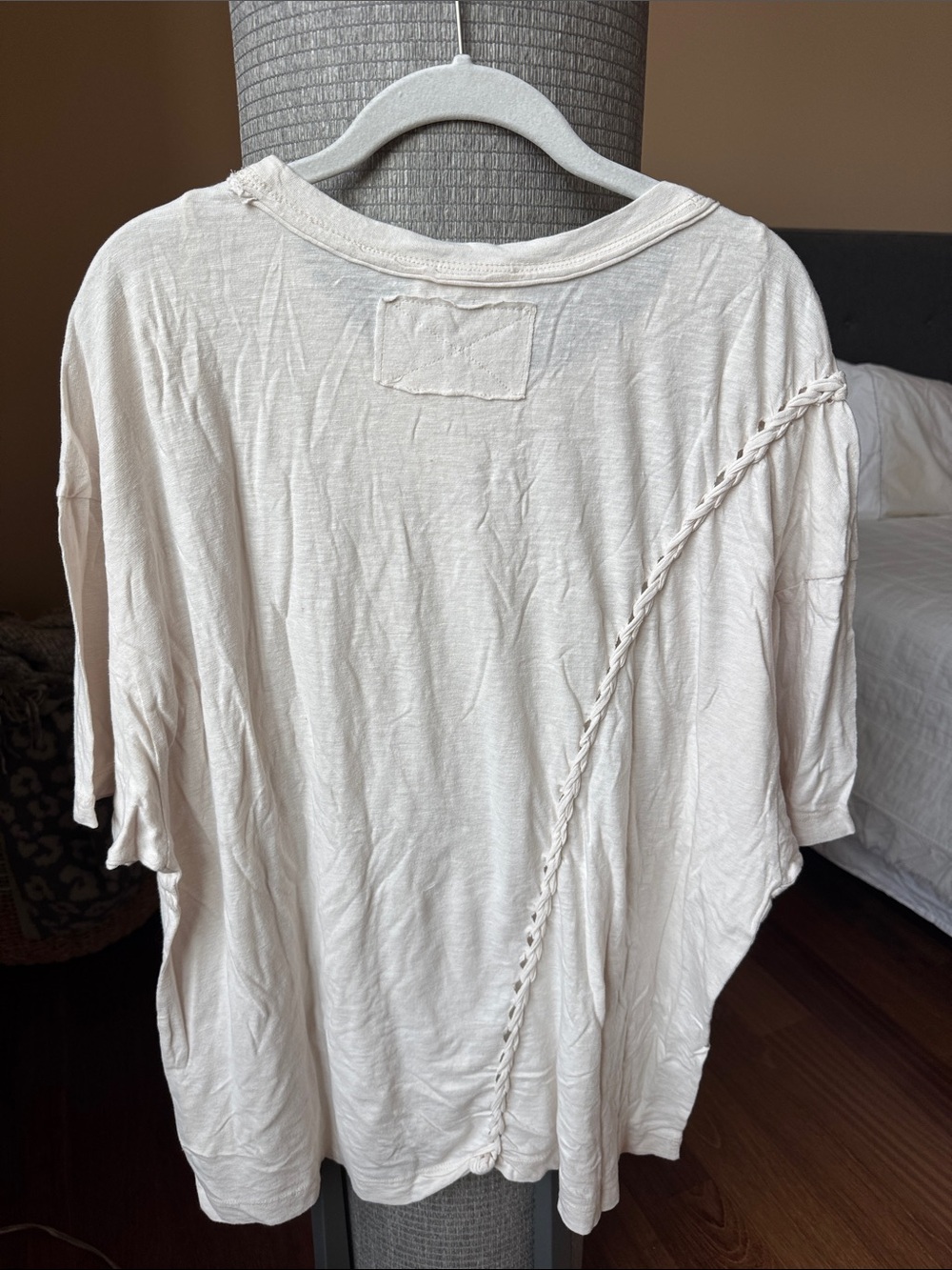 We The Free Cream Braided-Seam Short Sleeve Tee - Picture 6 of 7